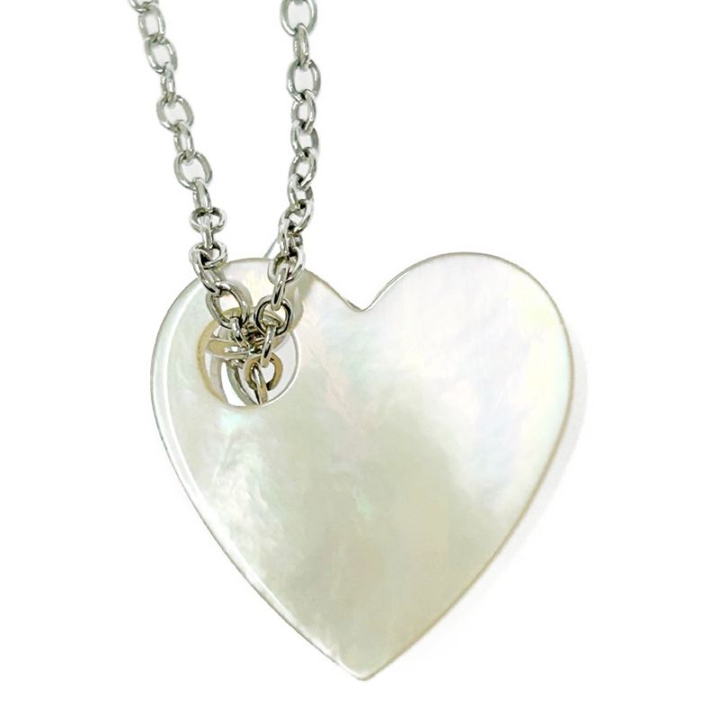 Christian Dior Metal Shell D Logo Heart Necklace Silver 498415 Necklace