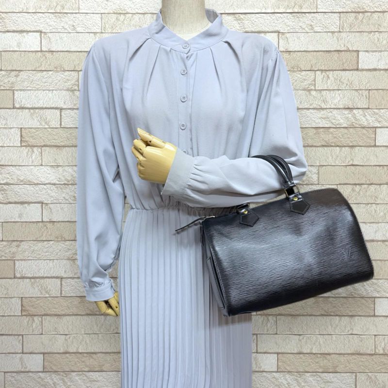 Louis Vuitton Speedy 25 Epi Handbag Epi Leather M43012 Black Women Louis