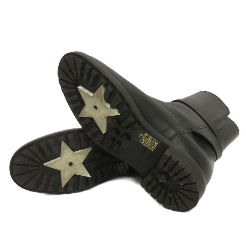 Christian DIOR Empreinte CD Logo Short Boots Logo Hardware Leather Black 37