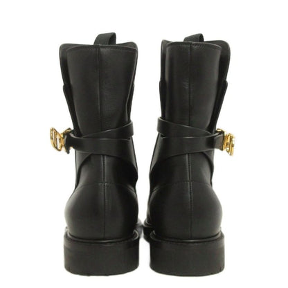 Christian DIOR Empreinte CD Logo Short Boots Logo Hardware Leather Black 37