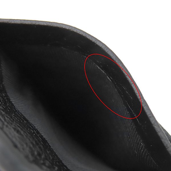 Fendi Card Case Logo Card Holder Leather Black Silver Hardware Black Ff