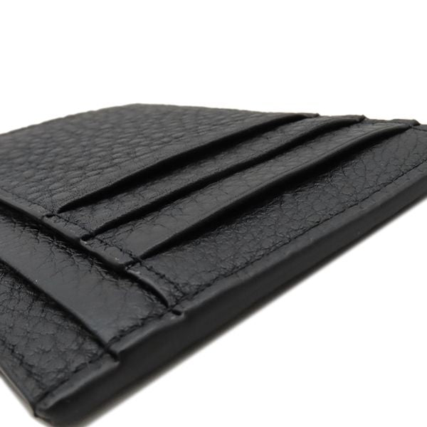 Fendi Card Case Logo Card Holder Leather Black Silver Hardware Black Ff