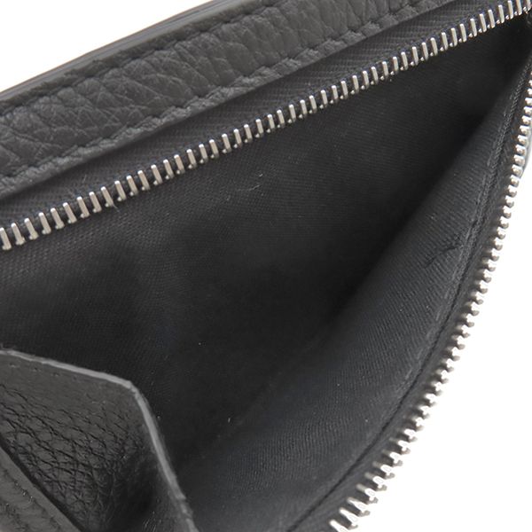 Fendi Card Case Logo Card Holder Leather Black Silver Hardware Black Ff