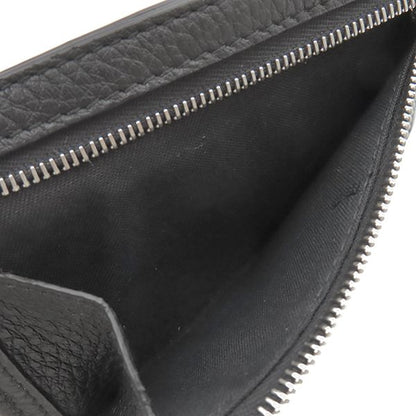 Fendi Card Case Logo Card Holder Leather Black Silver Hardware Black Ff