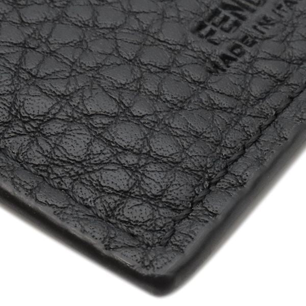 Fendi Card Case Logo Card Holder Leather Black Silver Hardware Black Ff