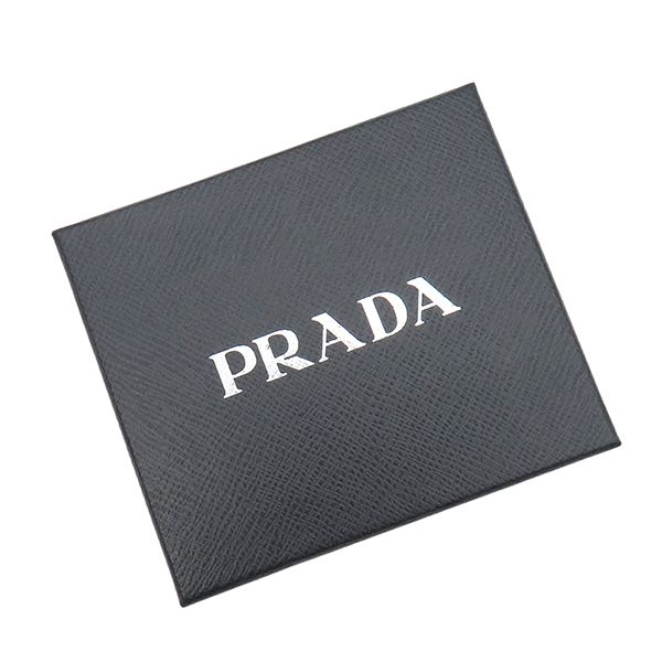 Prada Bifold Wallet Triangle Logo Leather Light Blue Silver Hardware Compact
