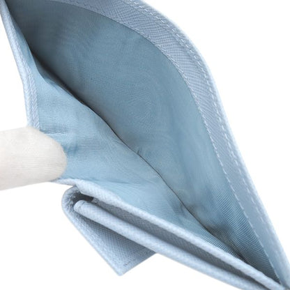 Prada Bifold Wallet Triangle Logo Leather Light Blue Silver Hardware Compact