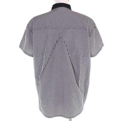Louis Vuitton 100% Cotton Gingham Check Short Sleeve Shirt With Bow Tie Blouse