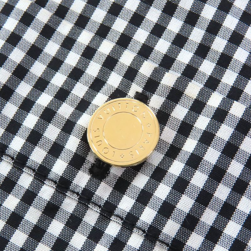 Louis Vuitton 100% Cotton Gingham Check Short Sleeve Shirt With Bow Tie Blouse
