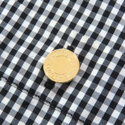 Louis Vuitton 100% Cotton Gingham Check Short Sleeve Shirt With Bow Tie Blouse