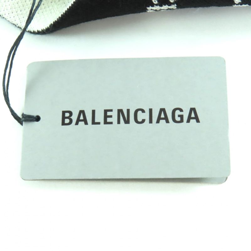 Balenciaga 719580 Wool Logo Design Beanie Knit Cap Black White F Made In Italy