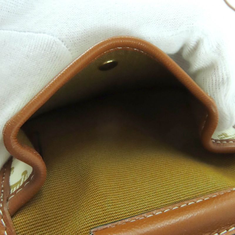 Celine Triomphe PVC Leather Coin Case With Logo Strap Coin Purse Wallet White