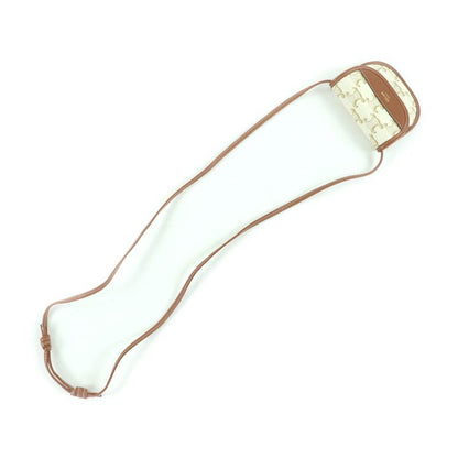 Celine Triomphe PVC Leather Coin Case With Logo Strap Coin Purse Wallet White