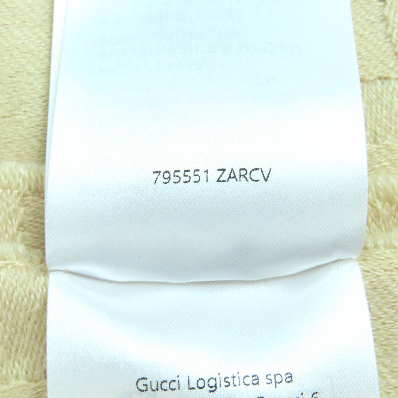 Gucci 795551 Wool Silk GG Jacquard Fringe Large Shawl Blanket Light Beige 135