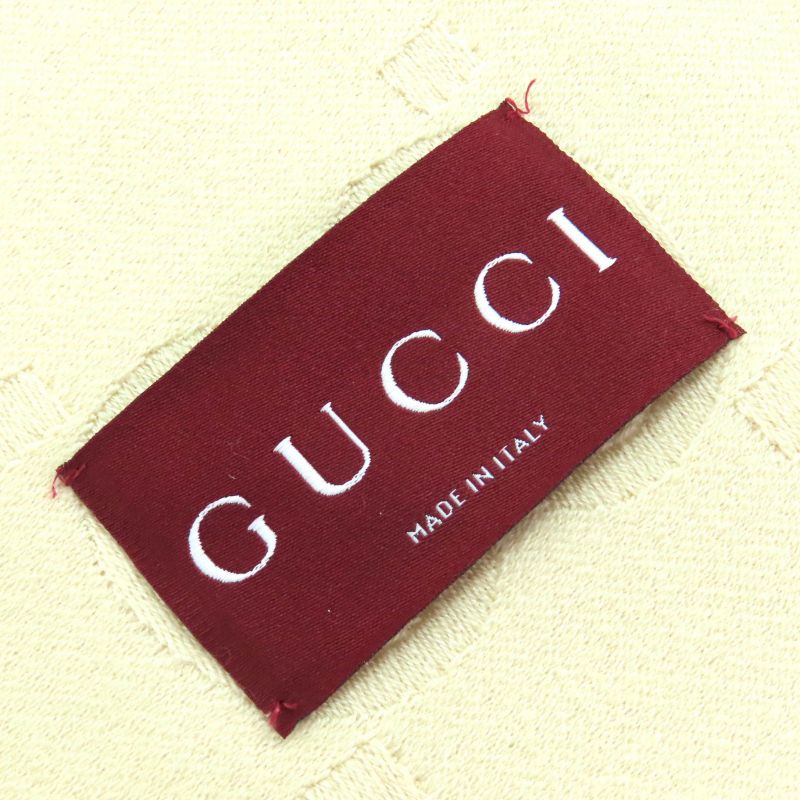 Gucci 795551 Wool Silk GG Jacquard Fringe Large Shawl Blanket Light Beige 135