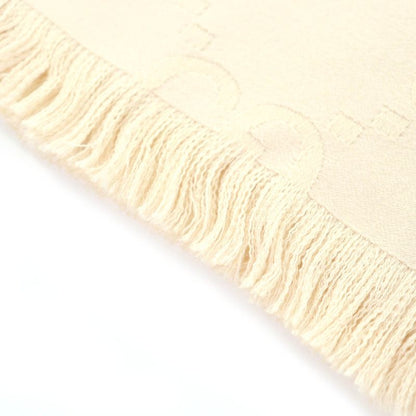 Gucci 795551 Wool Silk GG Jacquard Fringe Large Shawl Blanket Light Beige 135