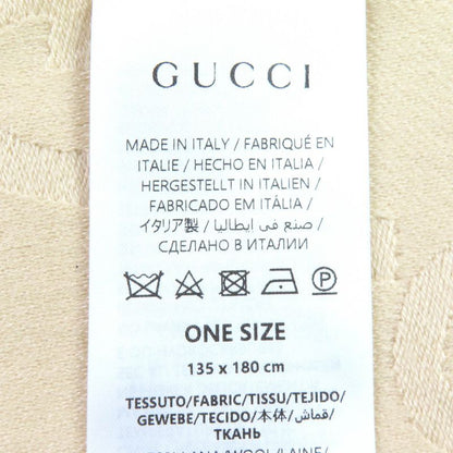 Gucci 795551 Wool Silk GG Jacquard Fringe Large Shawl Blanket Light Beige 135