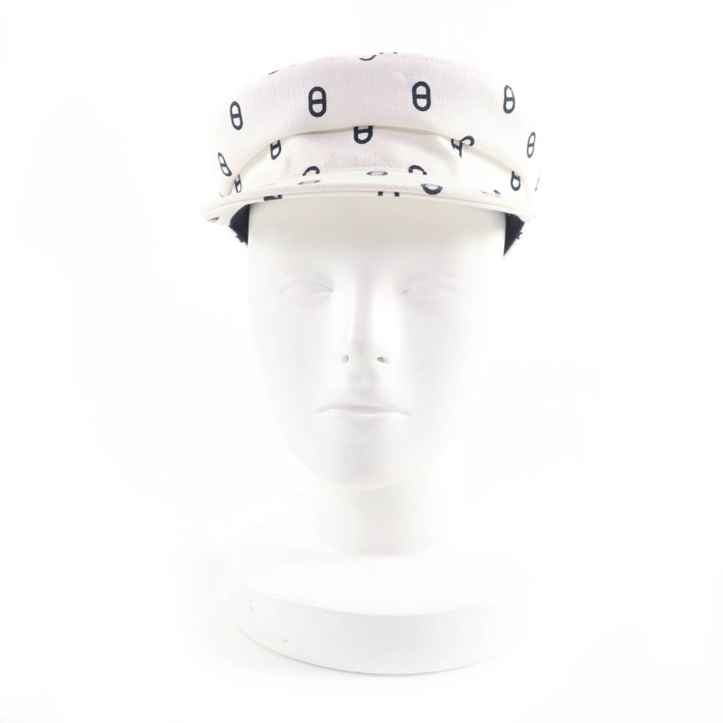 Hermes Vauban Cotton Blanc Casse Crew De Sel Casket Hat 57 Made In France Women