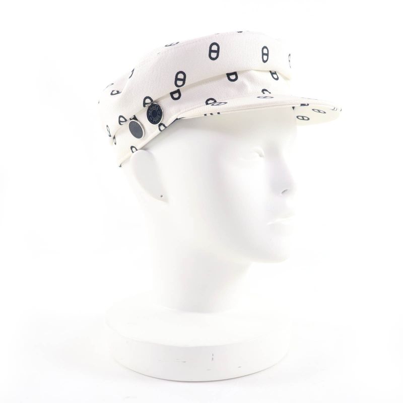 Hermes Vauban Cotton Blanc Casse Crew De Sel Casket Hat 57 Made In France Women
