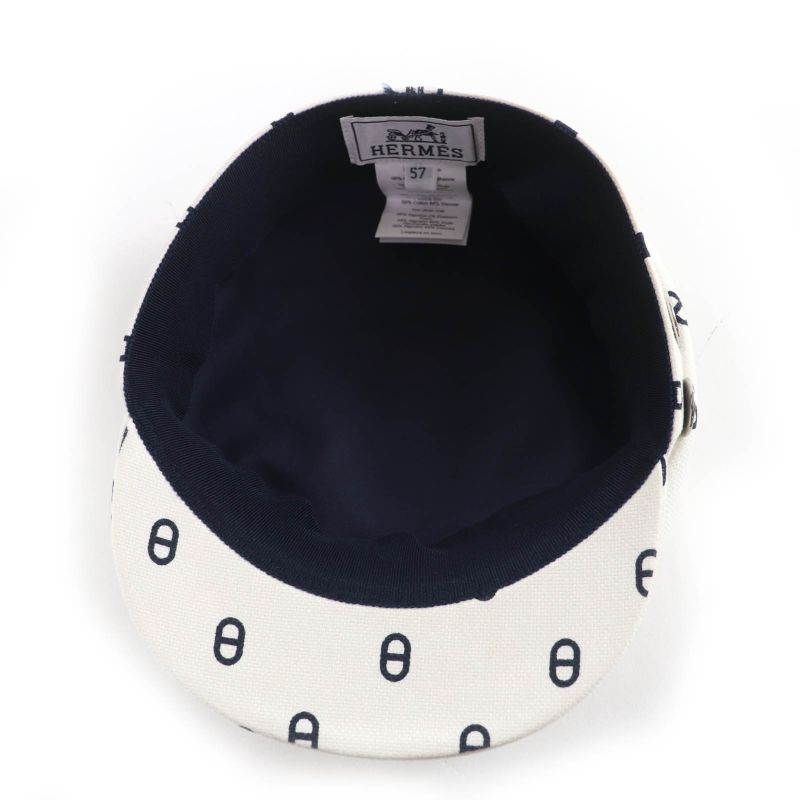 Hermes Vauban Cotton Blanc Casse Crew De Sel Casket Hat 57 Made In France Women