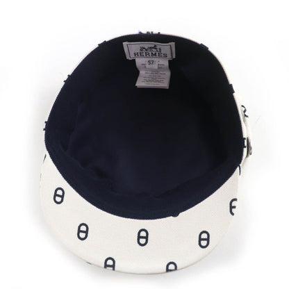 Hermes Vauban Cotton Blanc Casse Crew De Sel Casket Hat 57 Made In France Women