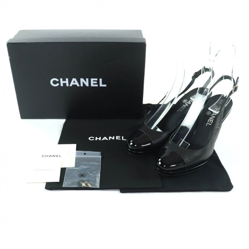 CHANEL G27744 Coco Mark Hardware Attached Patent Leather Use Suring Back