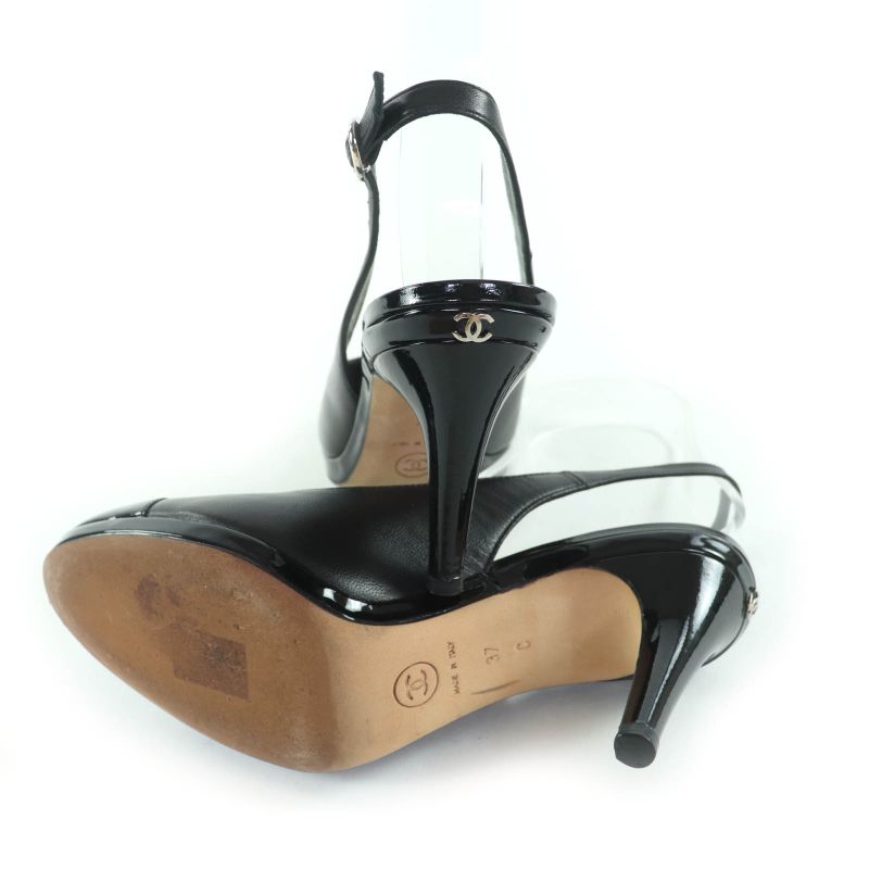 CHANEL G27744 Coco Mark Hardware Attached Patent Leather Use Suring Back