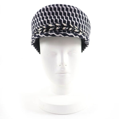 CHANEL 18A Wool Coco Parts Casket Hat Black White M With Box Ladies