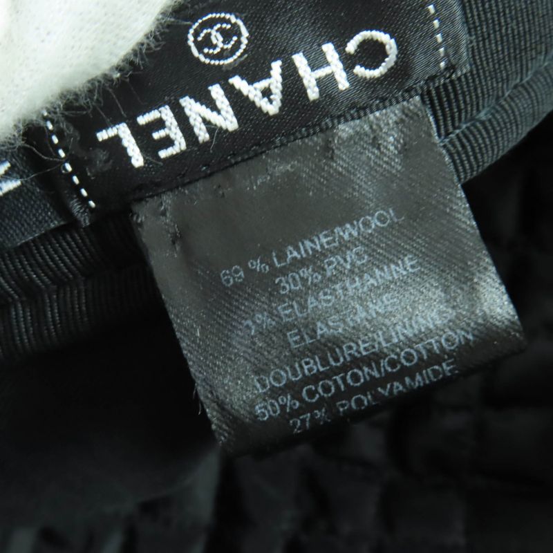 CHANEL 18A Wool Coco Parts Casket Hat Black White M With Box Ladies