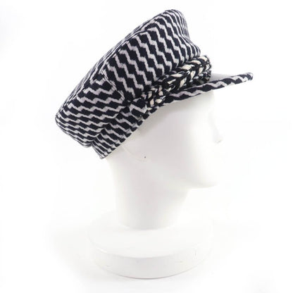CHANEL 18A Wool Coco Parts Casket Hat Black White M With Box Ladies