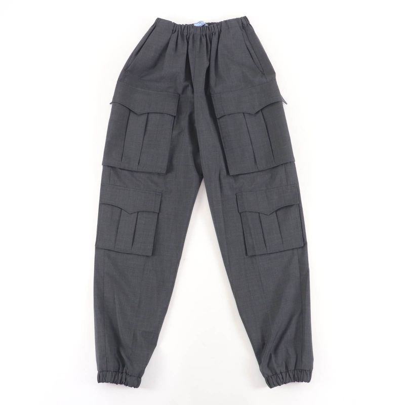 Prada 2020 P258c 100% Virgin Wool Cargo Pants Bottoms Gray 38 Authentic Women