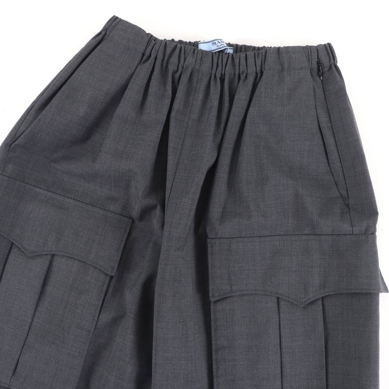 Prada 2020 P258c 100% Virgin Wool Cargo Pants Bottoms Gray 38 Authentic Women