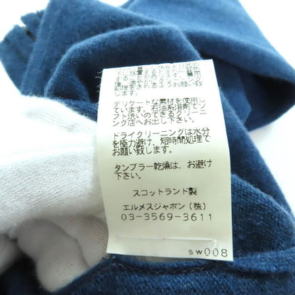 Hermes 100% Cashmere Cadena Zip Crew Neck Long Sleeve Cardigan Top Blue SM