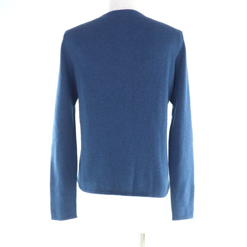 Hermes 100% Cashmere Cadena Zip Crew Neck Long Sleeve Cardigan Top Blue SM