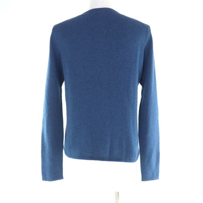 Hermes 100% Cashmere Cadena Zip Crew Neck Long Sleeve Cardigan Top Blue SM