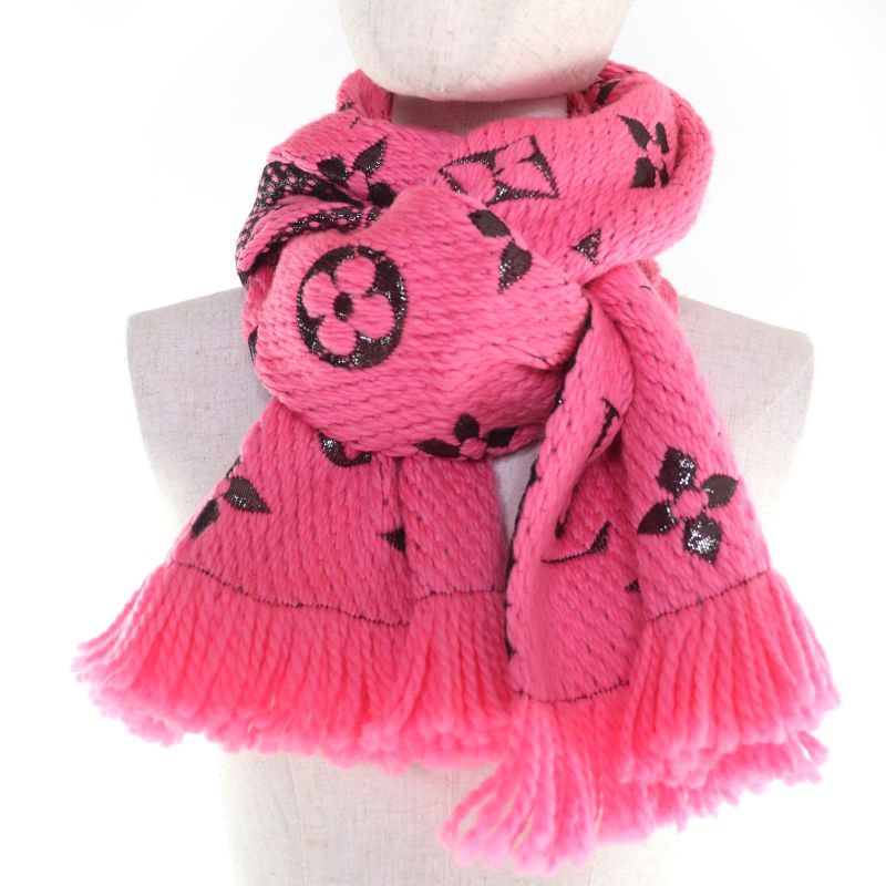 Louis Vuitton 2019 M76070 Echarpe Logomania Shine Virgin Wool Silk Blend Rose