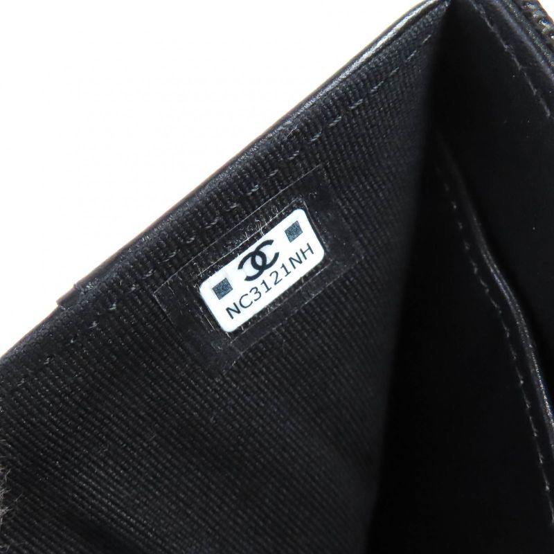 CHANEL Ap4173 Caviar Skin Coco Mark Matelasse Small Flap Wallet Trifold Wallet