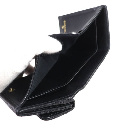 CHANEL Ap4173 Caviar Skin Coco Mark Matelasse Small Flap Wallet Trifold Wallet