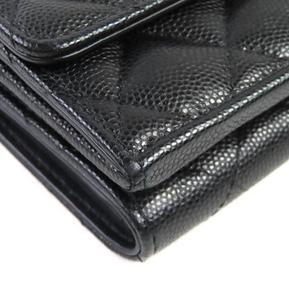 CHANEL Ap4173 Caviar Skin Coco Mark Matelasse Small Flap Wallet Trifold Wallet