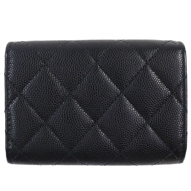 CHANEL Ap4173 Caviar Skin Coco Mark Matelasse Small Flap Wallet Trifold Wallet