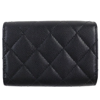 CHANEL Ap4173 Caviar Skin Coco Mark Matelasse Small Flap Wallet Trifold Wallet