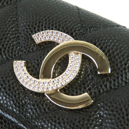 CHANEL Ap4173 Caviar Skin Coco Mark Matelasse Small Flap Wallet Trifold Wallet