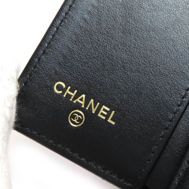 CHANEL Ap4173 Caviar Skin Coco Mark Matelasse Small Flap Wallet Trifold Wallet