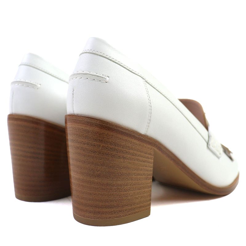 Hermes Constance Elysee 70 Silver Hardware Leather Pumps Chunky Heel White