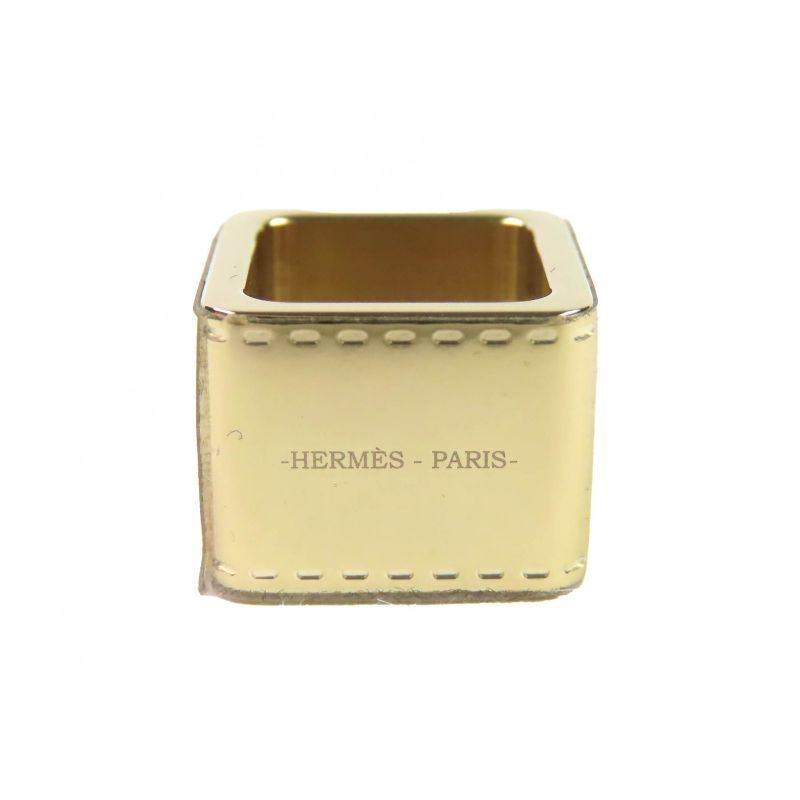 Hermes Bolduc 90 Square Twilly Ring Scarf Ring Gold With Box And Storage Bag