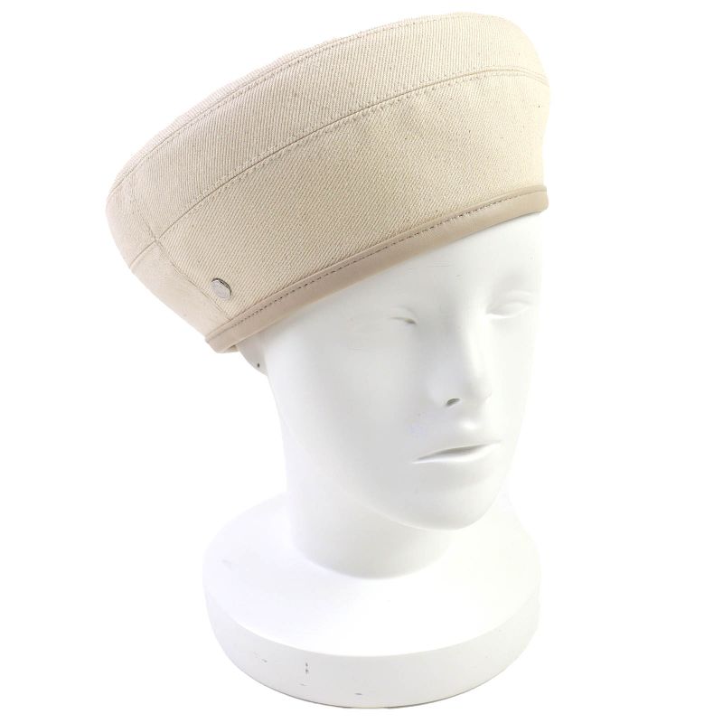 Hermes 222017n Saint Honore 100% Cotton Leather Trimmed Blancasse Silver