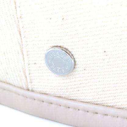 Hermes 222017n Saint Honore 100% Cotton Leather Trimmed Blancasse Silver