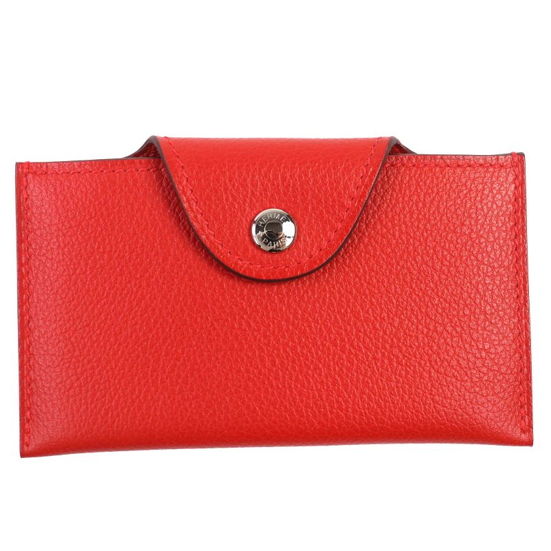 Hermes Iliade Silver Hardware Serie Hardware Leather Card Case Rouge With W