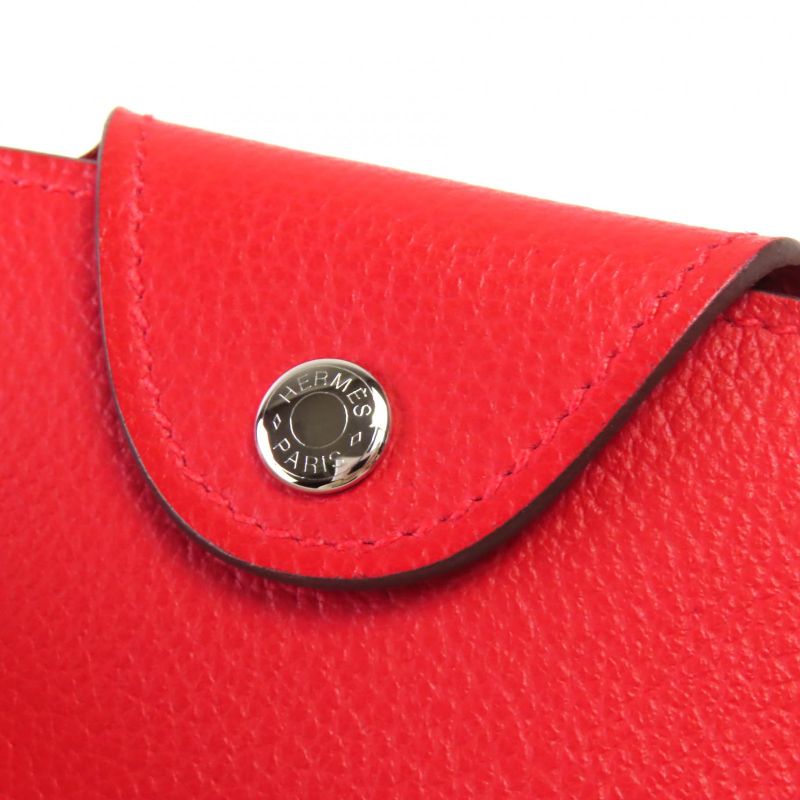 Hermes Iliade Silver Hardware Serie Hardware Leather Card Case Rouge With W