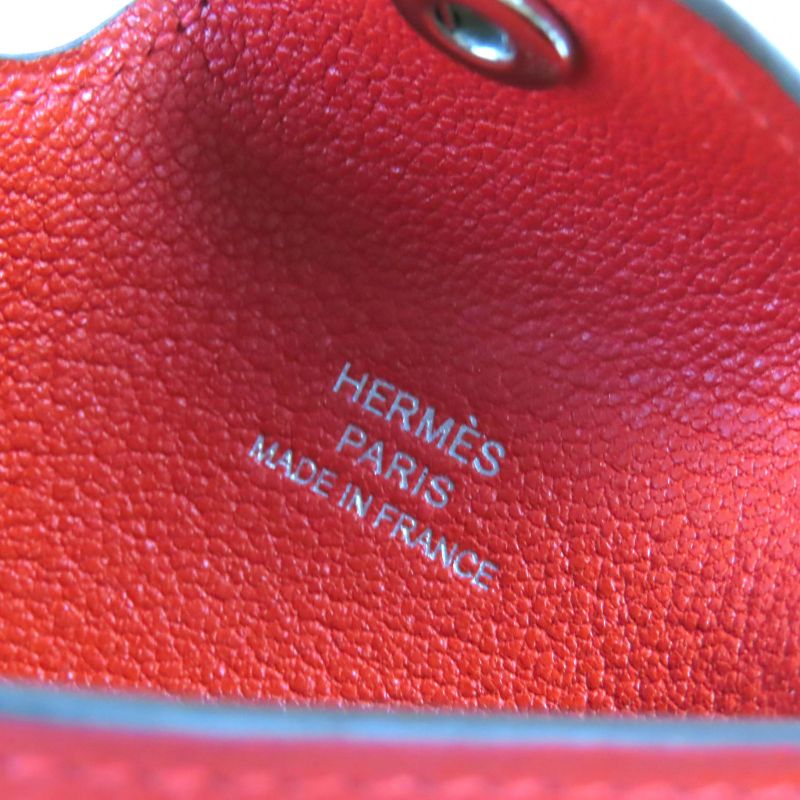 Hermes Iliade Silver Hardware Serie Hardware Leather Card Case Rouge With W
